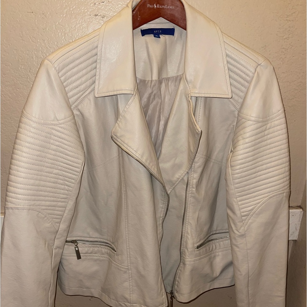 Faux leather cream jacket Apt 9